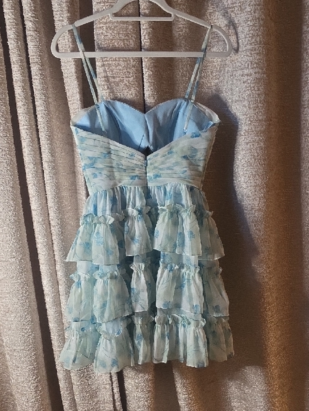 Light Blue Floral Ruffle Tiered Sundress Size 2 - Picture 2 of 6